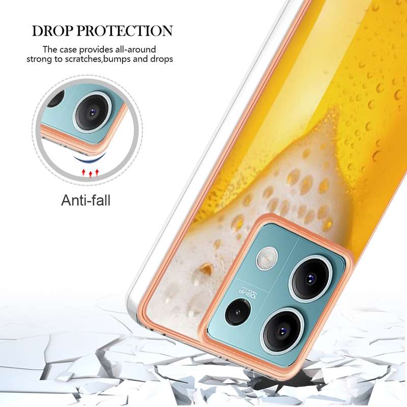 For Xiaomi Redmi Note 13 5G Electroplating Marble Dual-side IMD Phone Case(Draft Beer)
