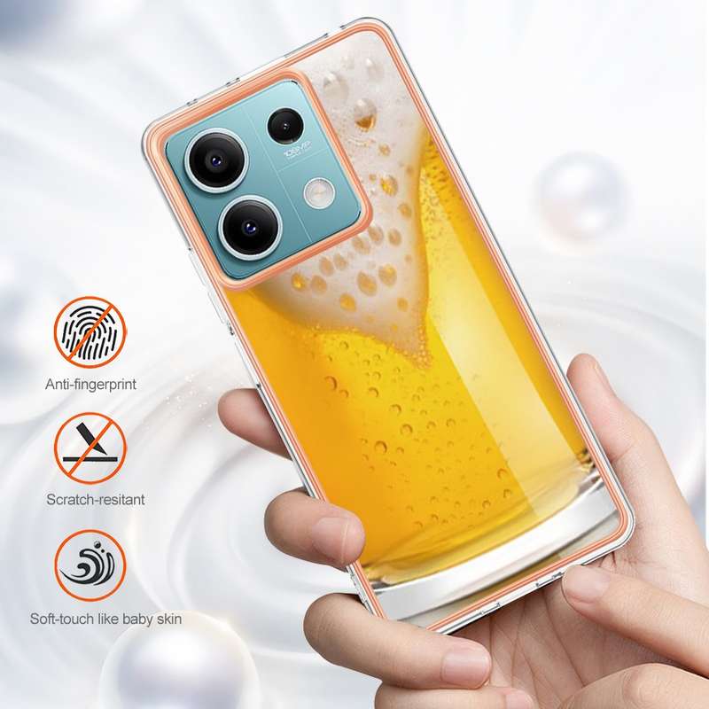 For Xiaomi Redmi Note 13 5G Electroplating Marble Dual-side IMD Phone Case(Draft Beer)