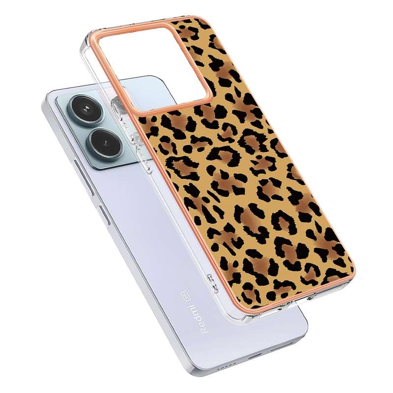 For Xiaomi Redmi Note 13 Pro 5G Global Electroplating Marble Dual-side IMD Phone Case(Leopard P