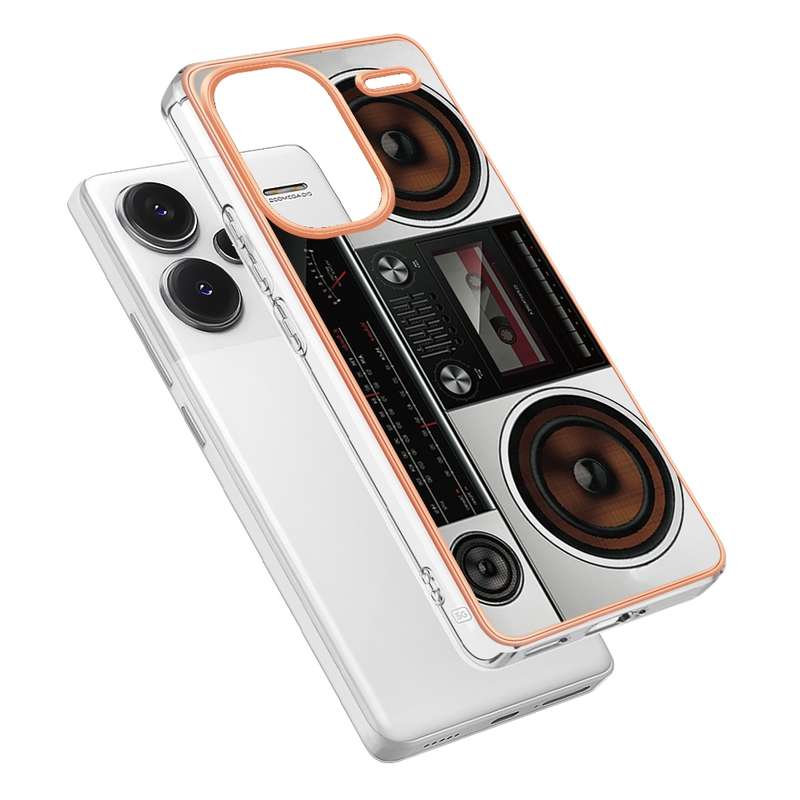 For Xiaomi Redmi Note 13 Pro+ 5G Electroplating Marble Dual-side IMD Phone Case(Retro Radio)