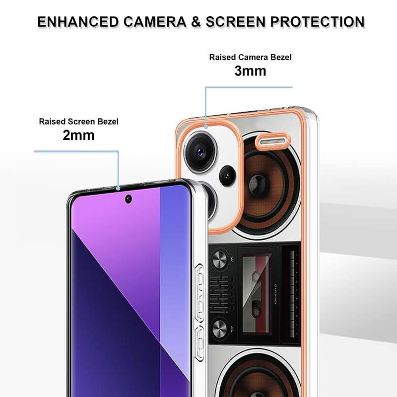 For Xiaomi Redmi Note 13 Pro+ 5G Electroplating Marble Dual-side IMD Phone Case(Retro Radio)