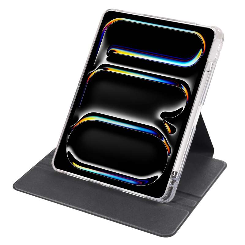 For iPad Pro 13 2024 Clear Acrylic 360 Rotation Detachable Leather Tablet Case(Black)