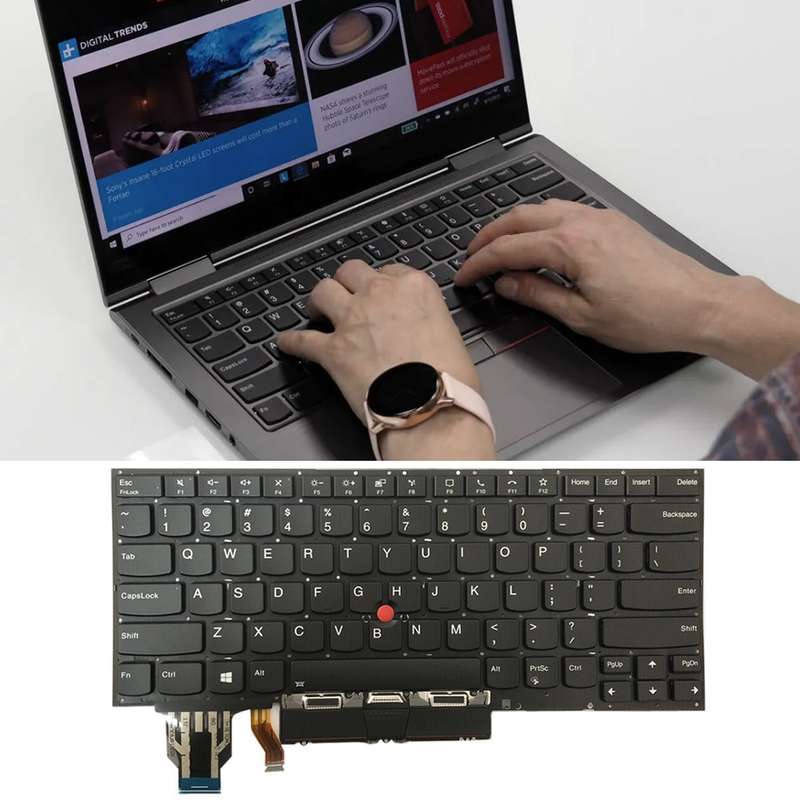 For Lenovo ThinkPad X1 Yoga 4th Gen 20QF US Version Backlight Laptop Keyboard with Touchpad Button(B