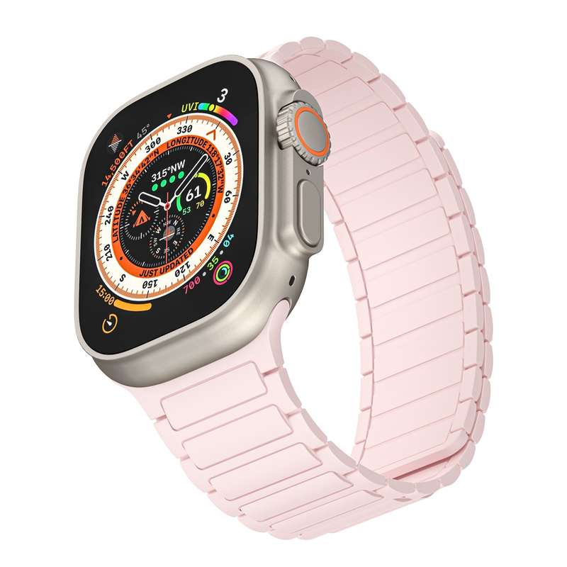 For Apple Watch Series 3 38mm Magnetic Loop Silicone Watch Band(Pink)