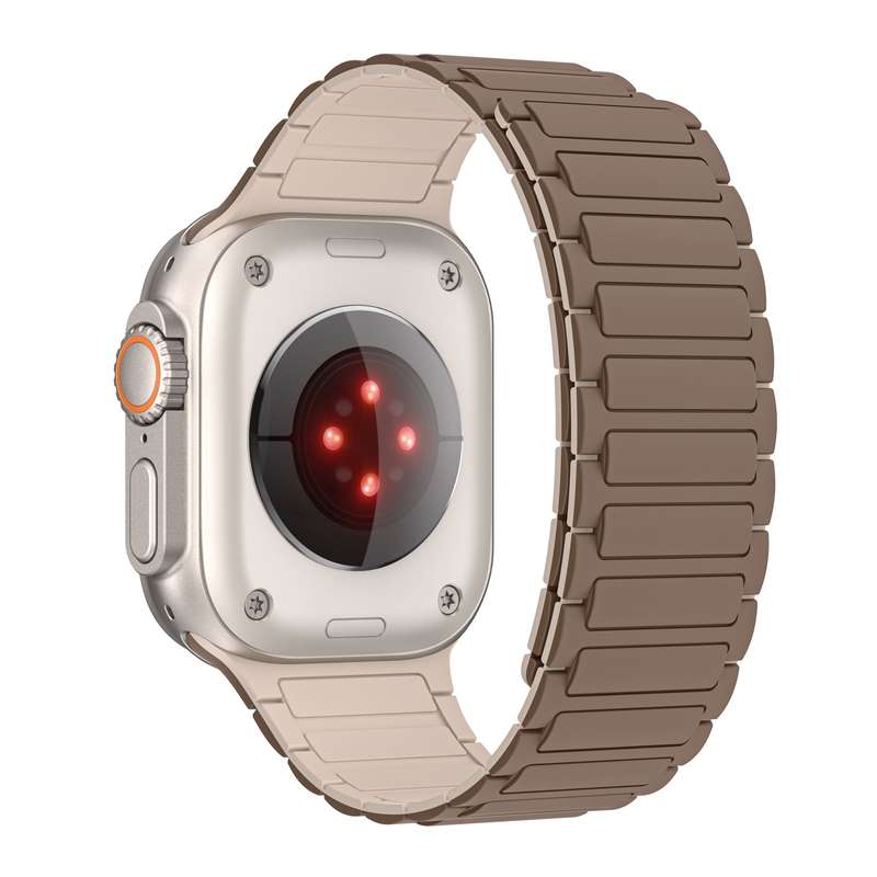 For Apple Watch 38mm Magnetic Loop Silicone Watch Band(Brown Apricot)