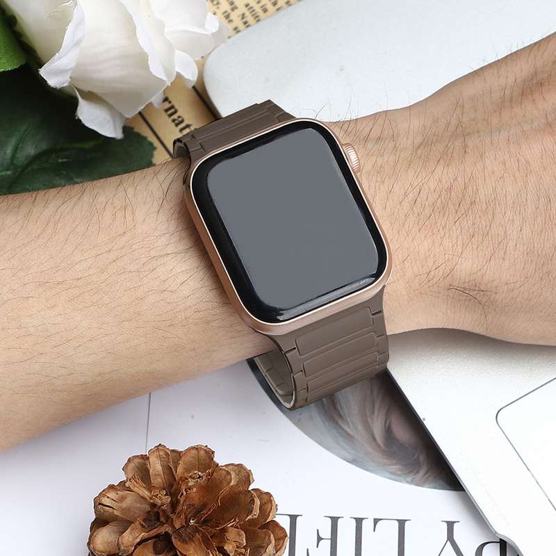 For Apple Watch 38mm Magnetic Loop Silicone Watch Band(Brown Apricot)