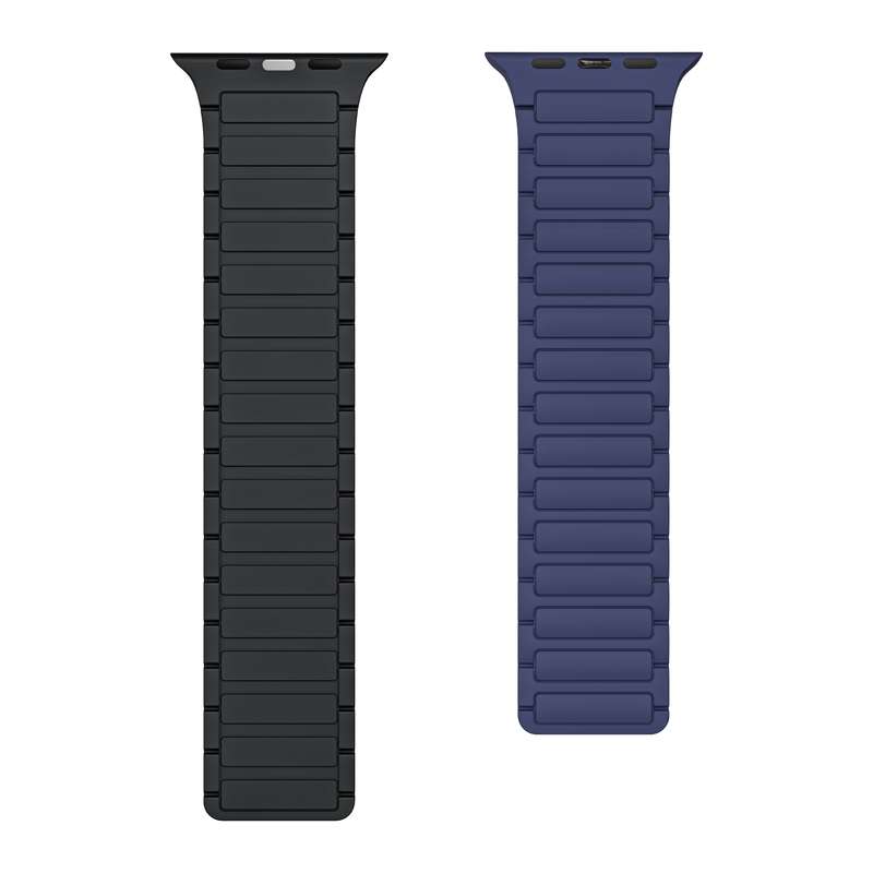 For Apple Watch SE 2023 40mm Magnetic Loop Silicone Watch Band(Dark Blue Black)