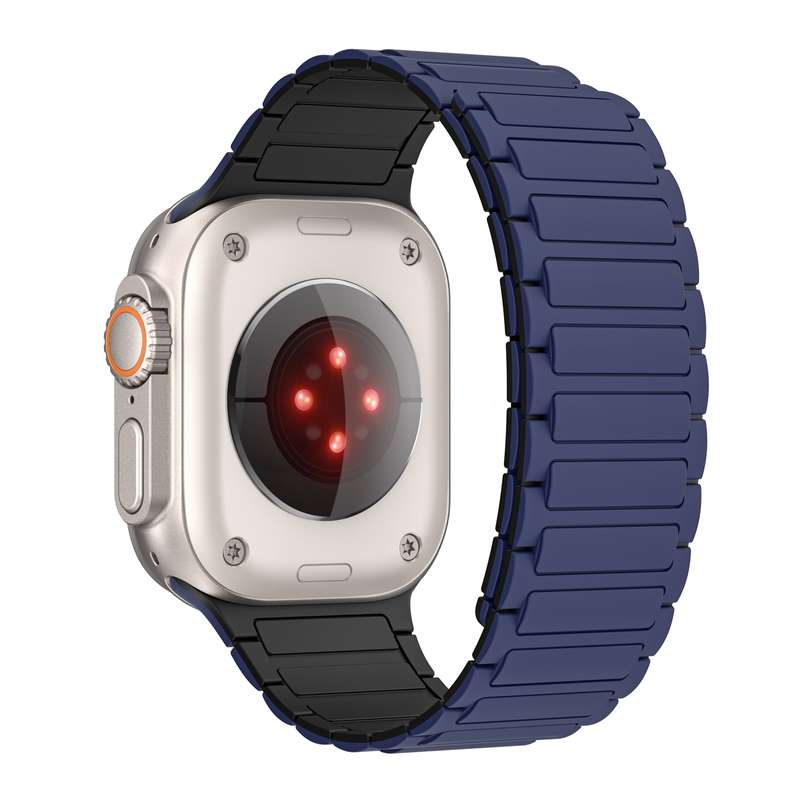 For Apple Watch SE 2023 40mm Magnetic Loop Silicone Watch Band(Dark Blue Black)