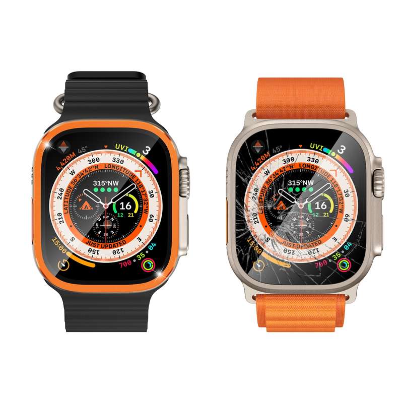 For Apple Watch Ultra 49mm Aluminum Alloy Frame Integrated Tempered Film(Original Color)