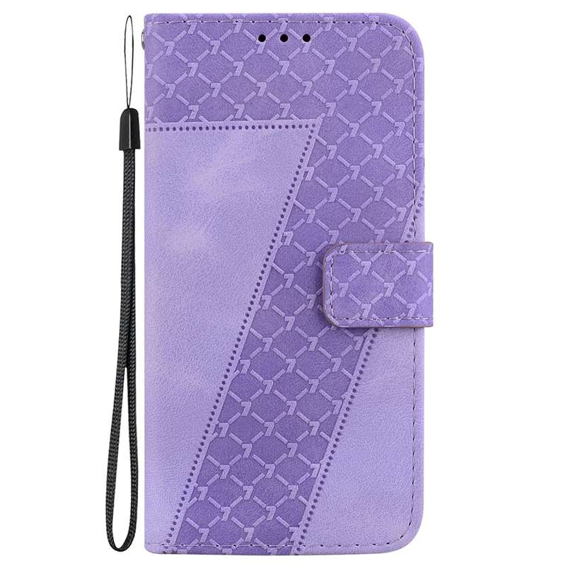 For Motorola Moto G04s / Moto E14 Seven-shaped Embossed Leather Phone Case(Purple)