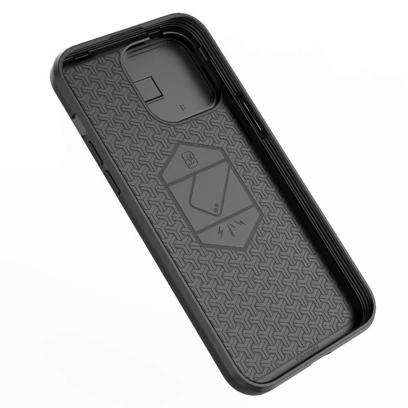 For iPhone 15 Pro Sliding Camshield TPU + PC Shockproof Phone Case with Holder(Black)
