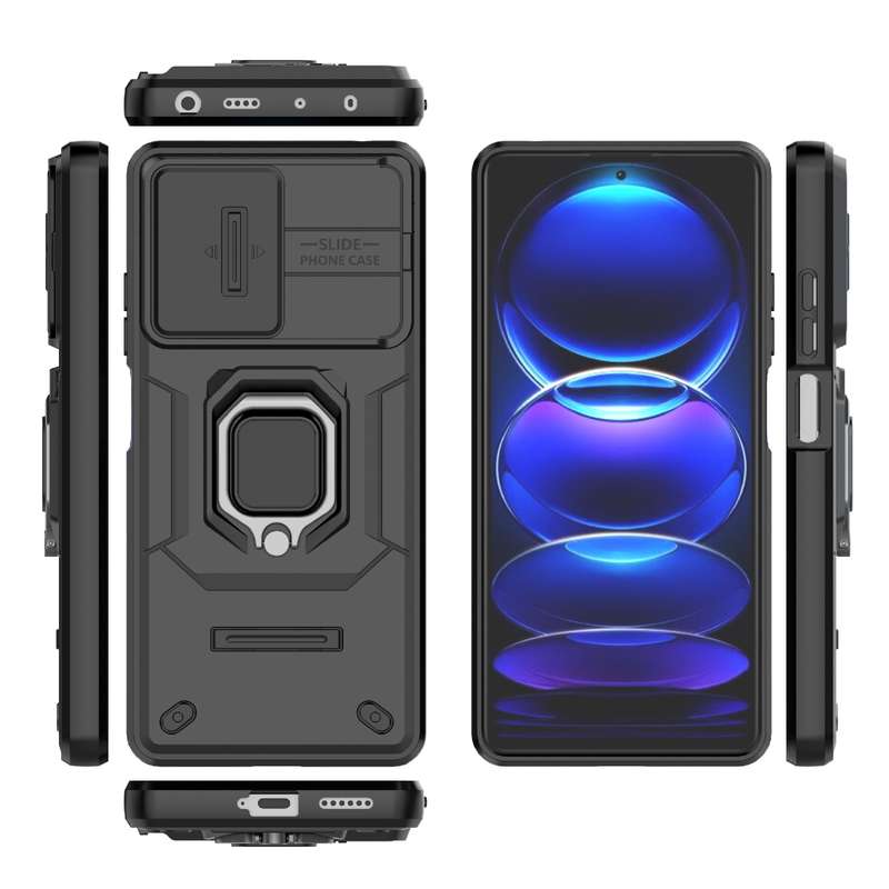 For Xiaomi Redmi Note 12 Pro+ 5G Global Sliding Camshield TPU + PC Shockproof Phone Case with Holder