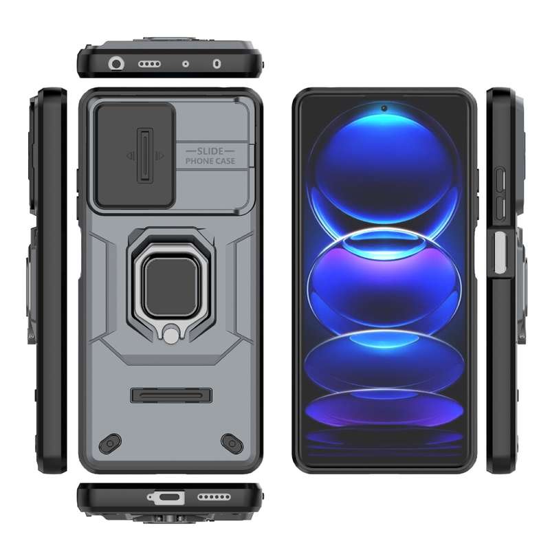 For Xiaomi Redmi Note 12 Pro+ 5G Global Sliding Camshield TPU + PC Shockproof Phone Case with Holder