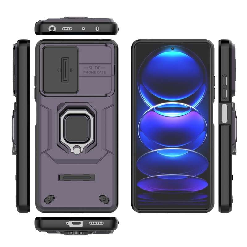 For Xiaomi Redmi Note 12 Pro+ 5G Global Sliding Camshield TPU + PC Shockproof Phone Case with Holder