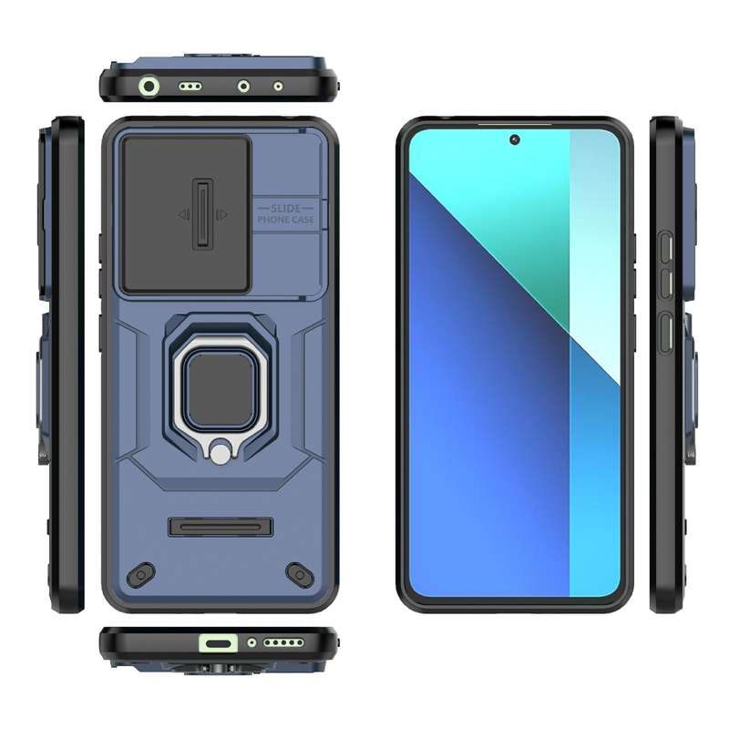 For Xiaomi Redmi Note 13 4G Global Sliding Camshield TPU + PC Shockproof Phone Case with Holder