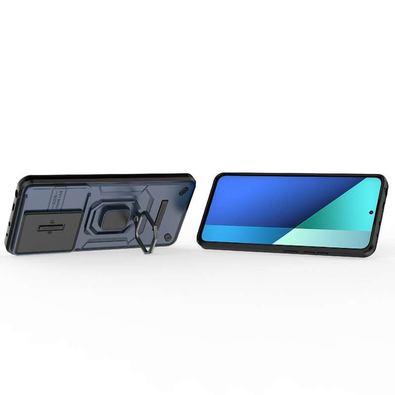For Xiaomi Redmi Note 13 4G Global Sliding Camshield TPU + PC Shockproof Phone Case with Holder
