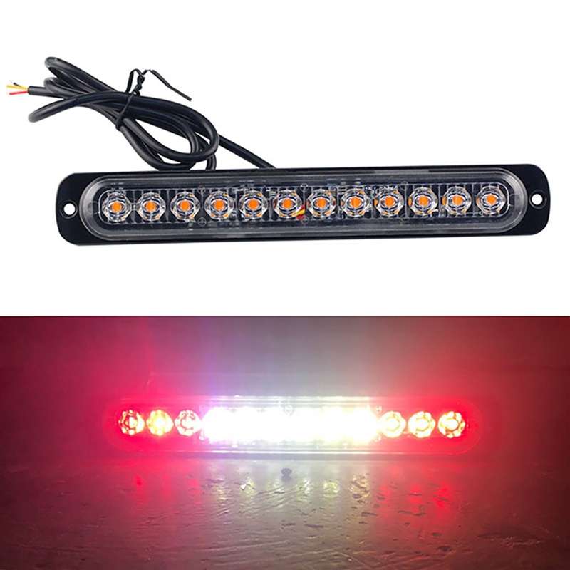 DC12V-24V / 36W Car Truck Emergency Strobe Flash Warning Light 12LEDs Long Ultra-thin Side Lights(Re