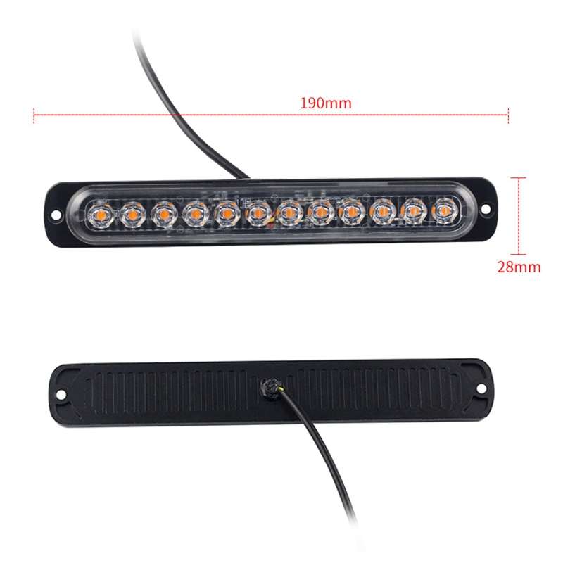 DC12V-24V / 36W Car Truck Emergency Strobe Flash Warning Light 12LEDs Long Ultra-thin Side Lights(Re