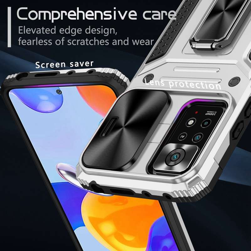 For Redmi Note 11 Pro 4G / 5G Global Camshield Robot TPU Hybrid PC Phone Case(Black)