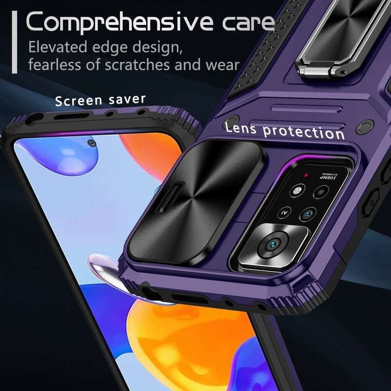 For Redmi Note 11 Pro 4G / 5G Global Camshield Robot TPU Hybrid PC Phone Case(Black)