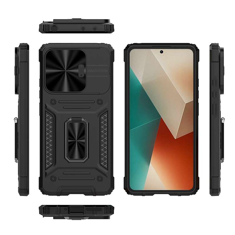 For Xiaomi Redmi Note 13 5G Camshield Robot TPU Hybrid PC Phone Case(Purple)