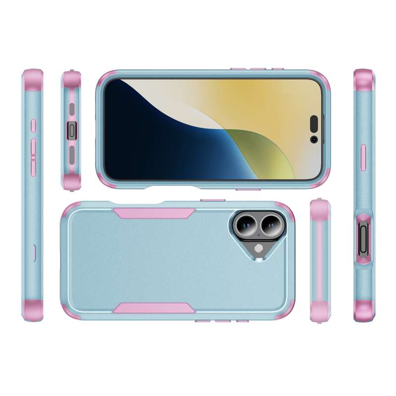 For iPhone 16 Plus Commuter Shockproof TPU + PC Phone Case(Grey Green+Pink)