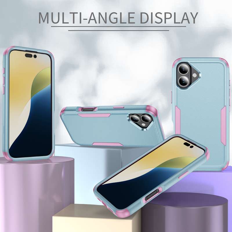 For iPhone 16 Plus Commuter Shockproof TPU + PC Phone Case(Grey Green+Pink)