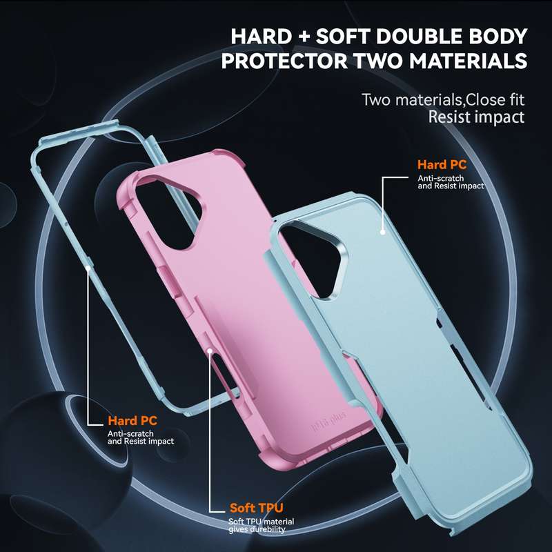 For iPhone 16 Plus Commuter Shockproof TPU + PC Phone Case(Grey Green+Pink)