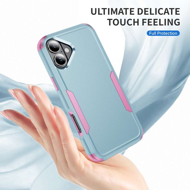 For iPhone 16 Plus Commuter Shockproof TPU + PC Phone Case(Grey Green+Pink)