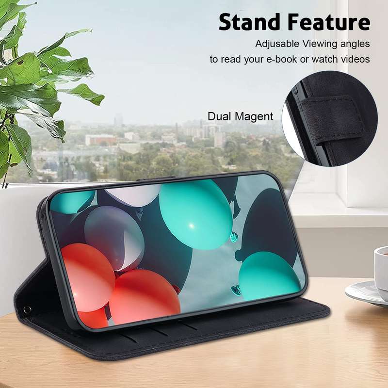 For OPPO Reno11 Global 7-shaped Embossed Leather Phone Case(Black)