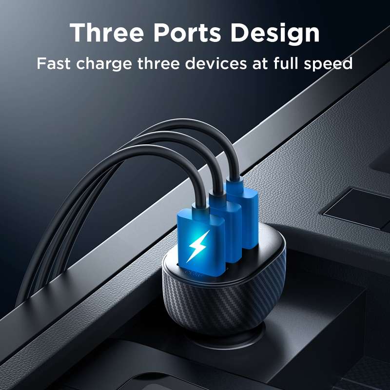 JOYROOM JR-CCD03 3.4A 3 x USB Ports Digital Display Car Charger(Black)