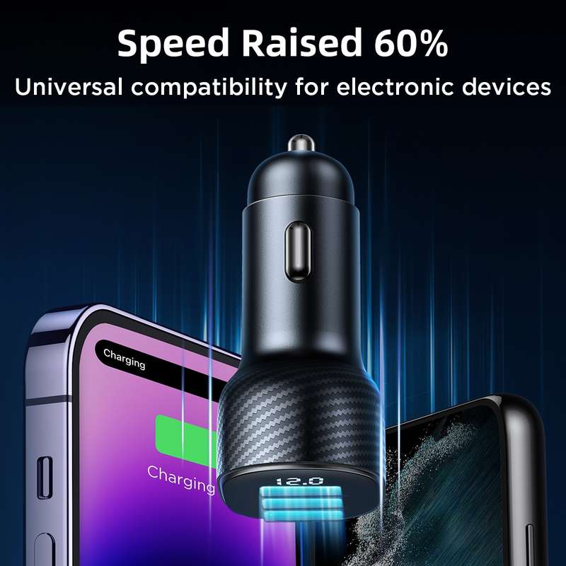 JOYROOM JR-CCD03 3.4A 3 x USB Ports Digital Display Car Charger(Black)