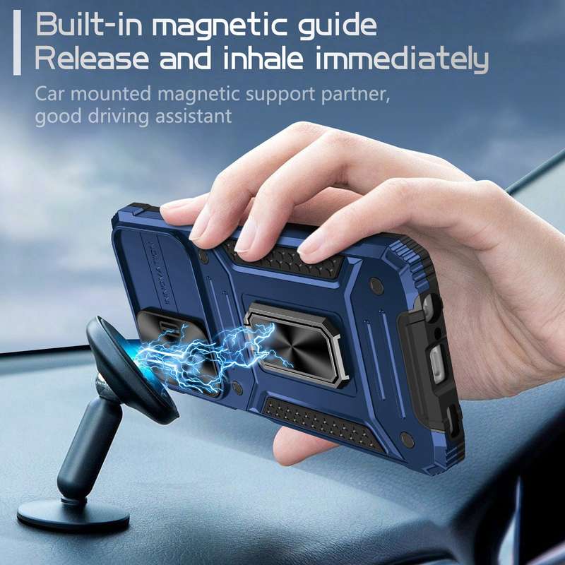 For Samsung Galaxy A14 4G/5G Camshield Robot TPU Hybrid PC Phone Case(Black)