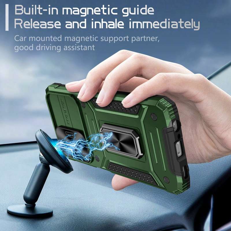 For Samsung Galaxy A14 4G/5G Camshield Robot TPU Hybrid PC Phone Case(Black)