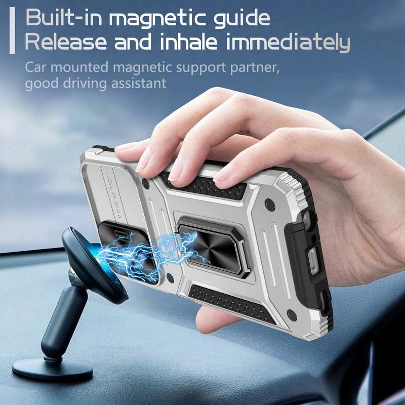 For Samsung Galaxy A14 4G/5G Camshield Robot TPU Hybrid PC Phone Case(Black)