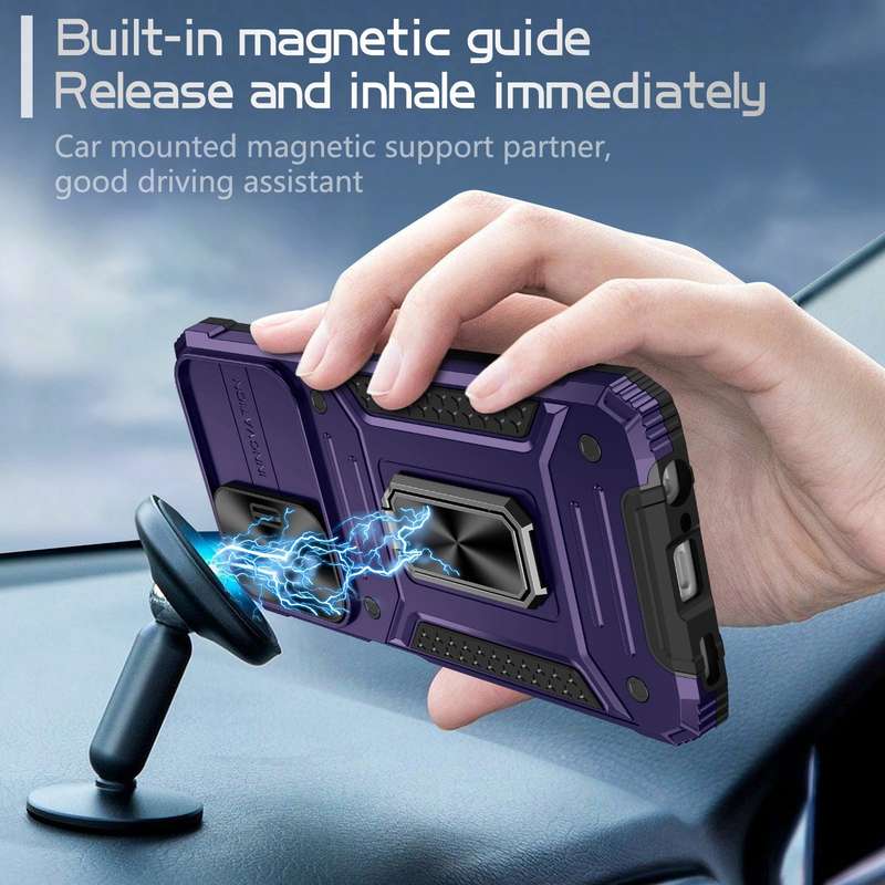 For Samsung Galaxy A14 4G/5G Camshield Robot TPU Hybrid PC Phone Case(Black)