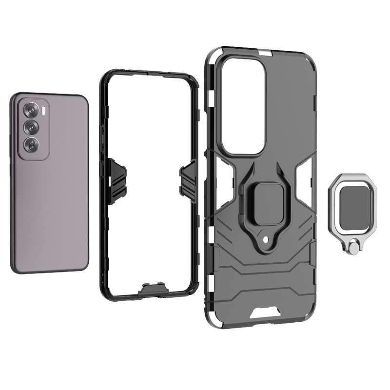 For OPPO Reno12 Pro Global PC + TPU Shockproof Protective Phone Case with Magnetic Ring Holder(