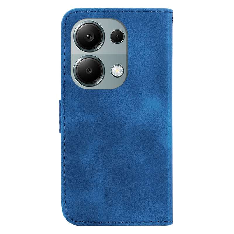 For Xiaomi Poco M6 Pro 4G 7-shaped Embossed Leather Phone Case(Blue)