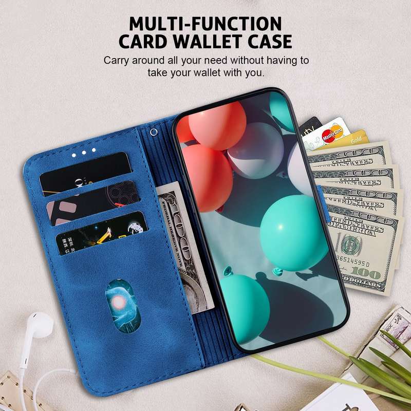 For Xiaomi Poco M6 Pro 4G 7-shaped Embossed Leather Phone Case(Blue)