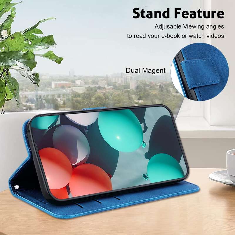 For Xiaomi Poco M6 Pro 4G 7-shaped Embossed Leather Phone Case(Blue)