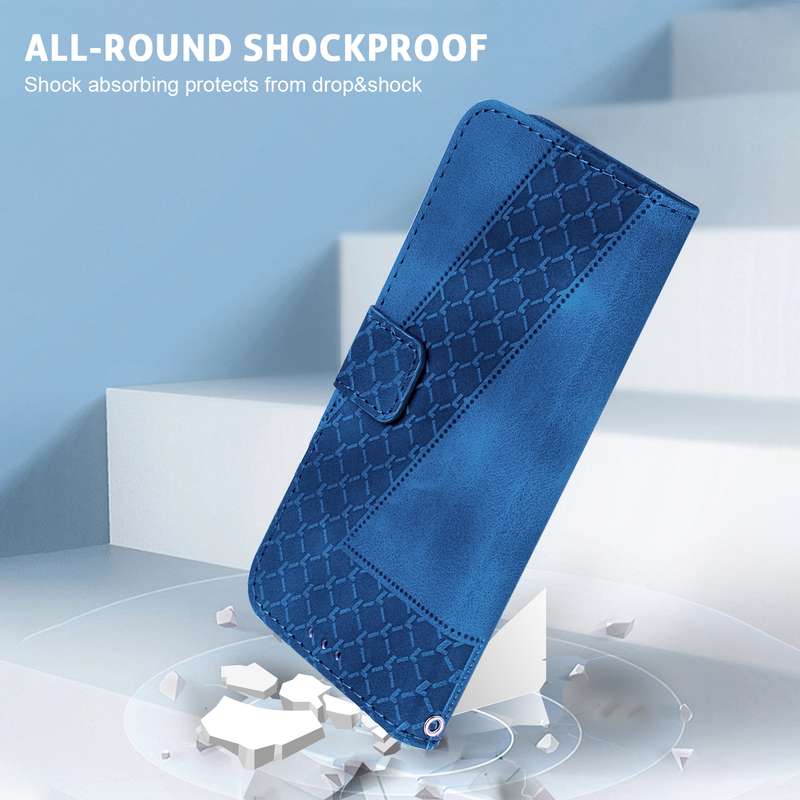 For Xiaomi Poco M6 Pro 4G 7-shaped Embossed Leather Phone Case(Blue)