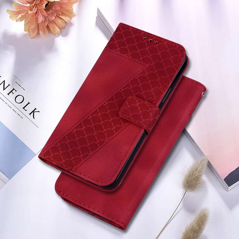 For Xiaomi Redmi Note 13R Pro 7-shaped Embossed Leather Phone Case(Red)