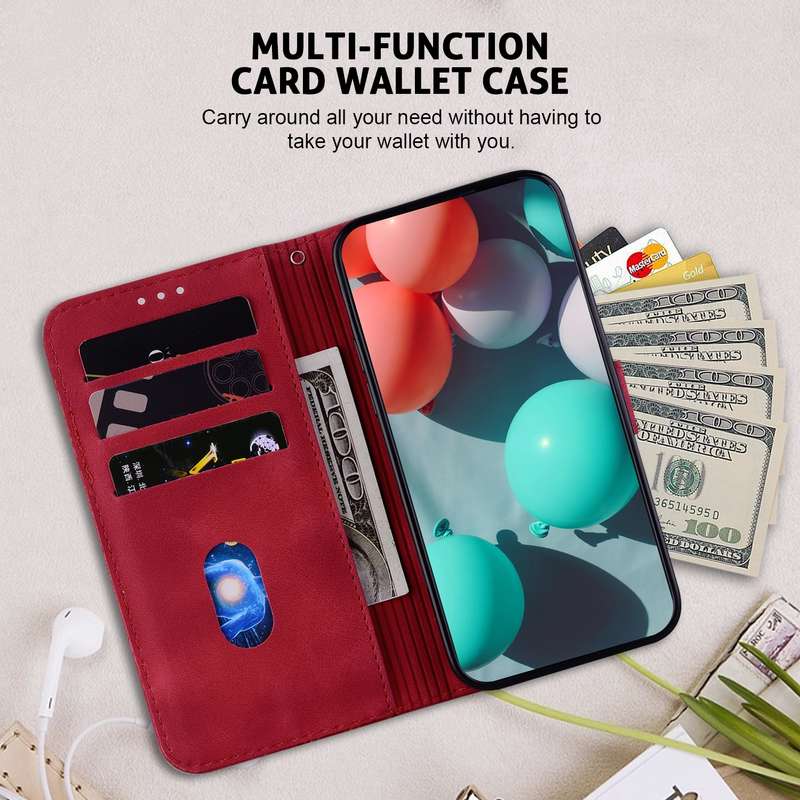 For Xiaomi Redmi Note 13R Pro 7-shaped Embossed Leather Phone Case(Red)