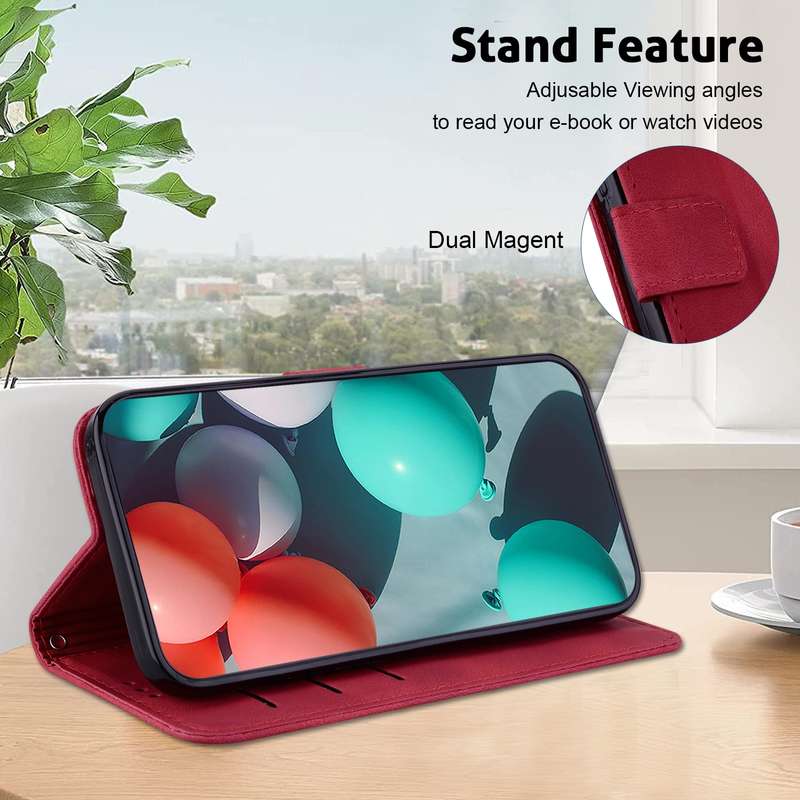 For Xiaomi Redmi Note 13R Pro 7-shaped Embossed Leather Phone Case(Red)