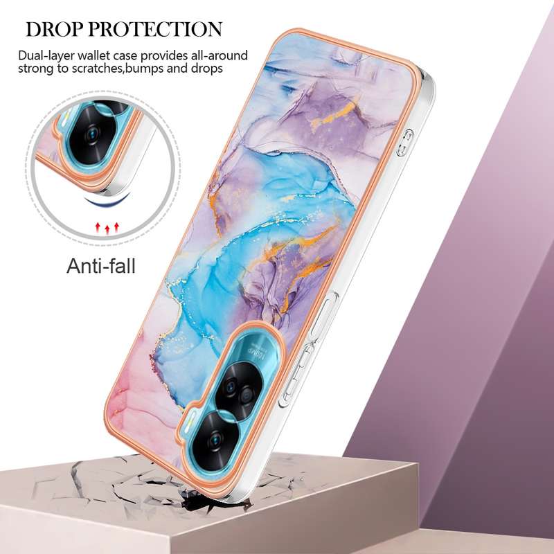 For Honor 90 Lite 5G Electroplating IMD TPU Phone Case(Blue Marble)