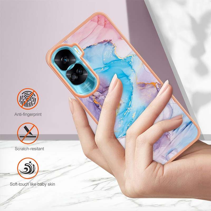 For Honor 90 Lite 5G Electroplating IMD TPU Phone Case(Blue Marble)