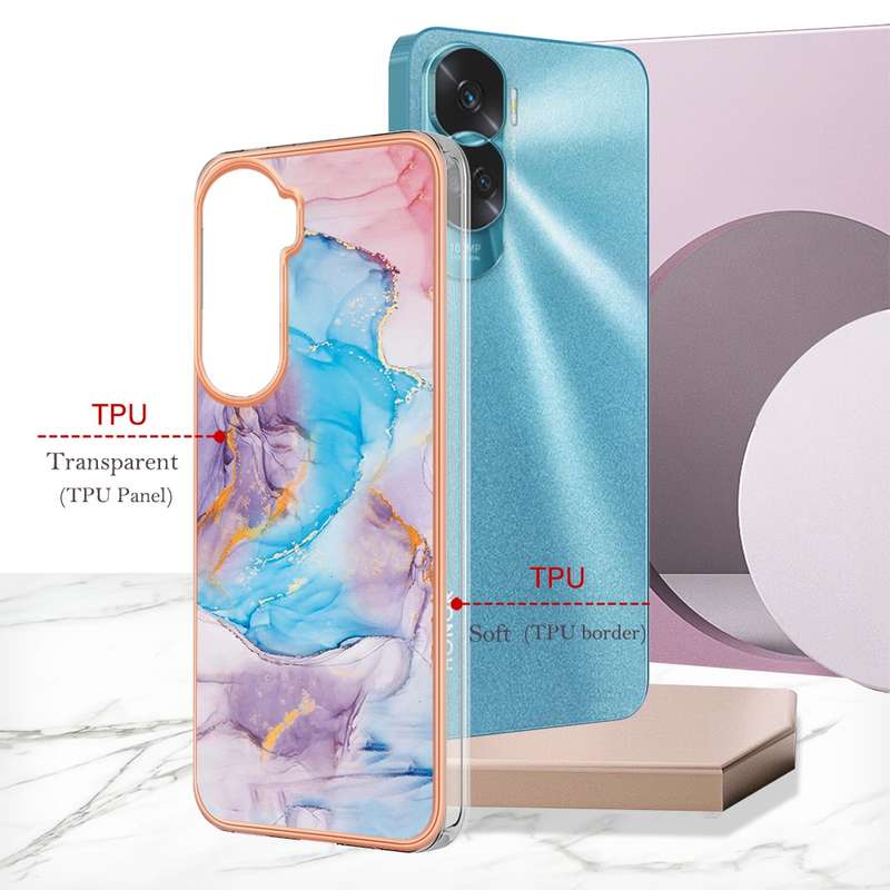 For Honor 90 Lite 5G Electroplating IMD TPU Phone Case(Blue Marble)