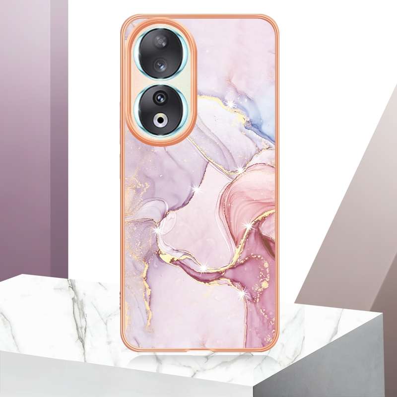 For Honor 90 5G Electroplating Marble Dual-side IMD Phone Case(Purple 002)