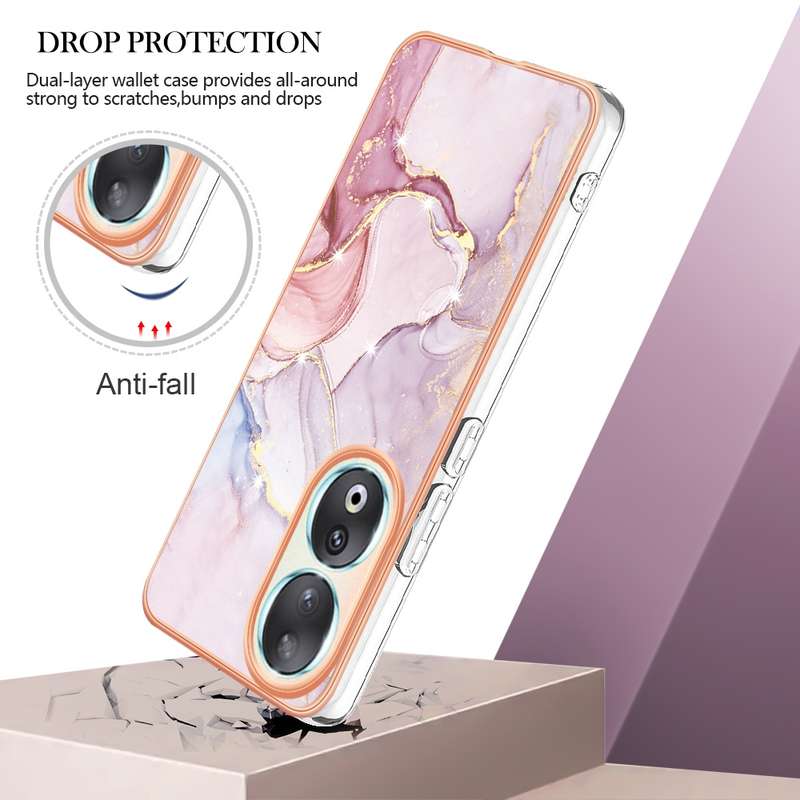 For Honor 90 5G Electroplating Marble Dual-side IMD Phone Case(Purple 002)