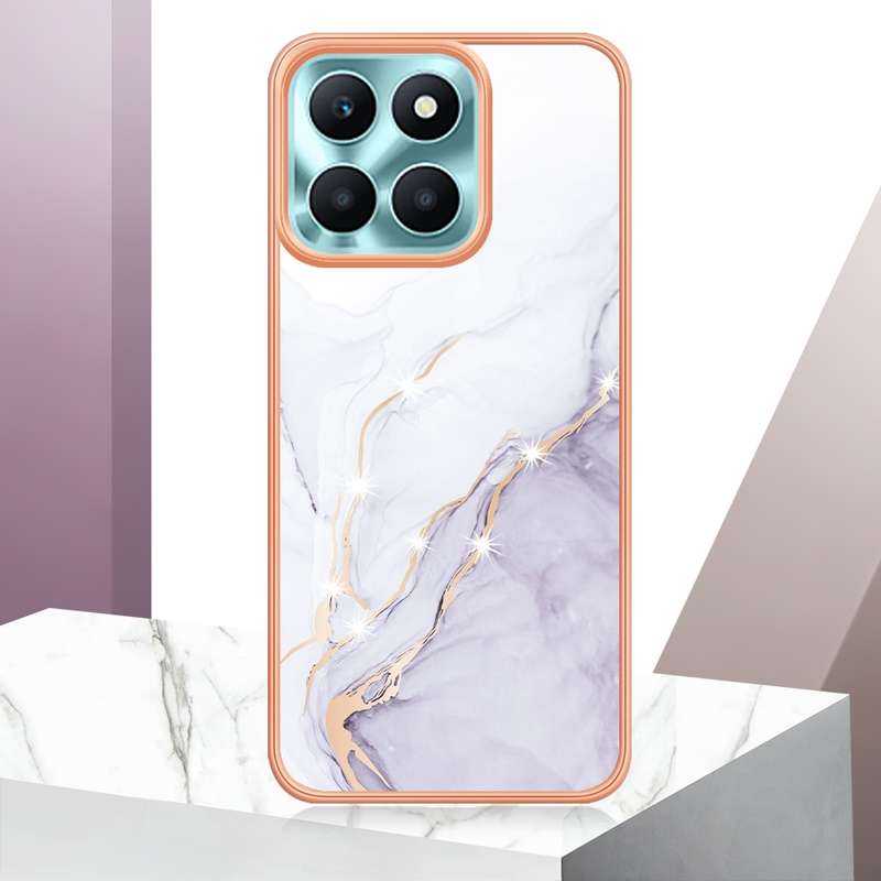 For Honor X6a Electroplating Marble Dual-side IMD Phone Case(Rose Gold 005)